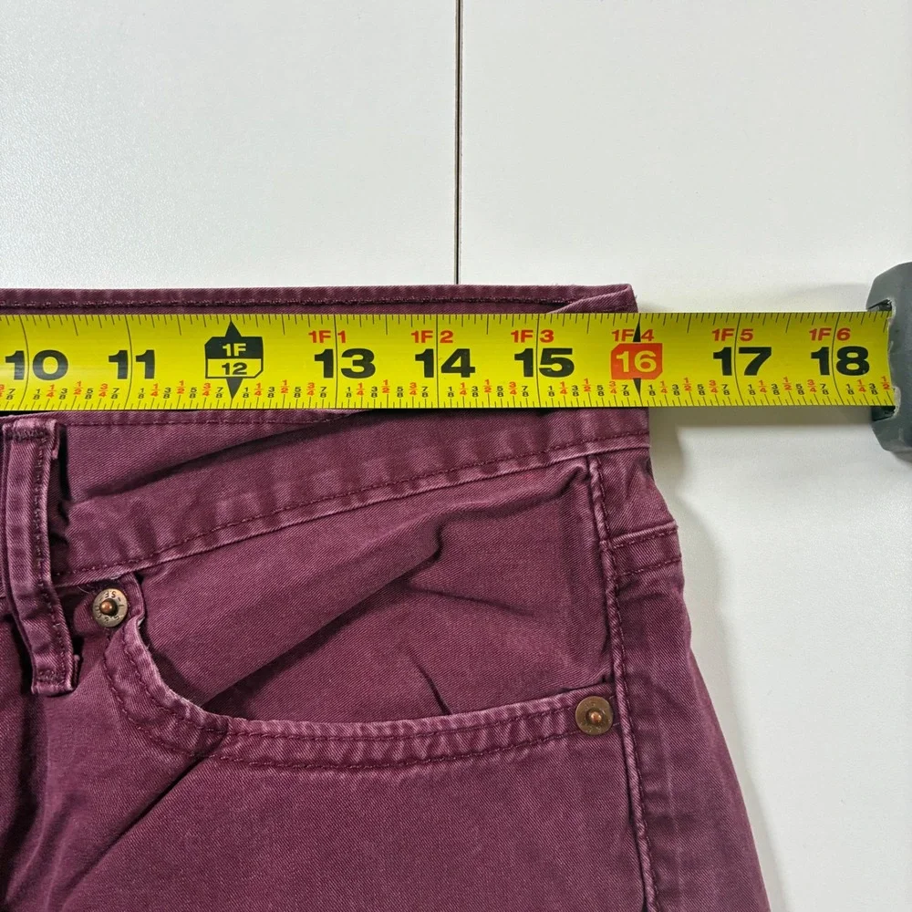Levi's 513 Slim Straight Jeans 32x29 Burgundy Maroon USA Cowboy